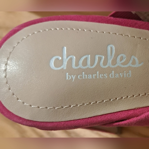 Y2K Charles David Gleam Vegan Neon Pink Chunky Boho Heel Block Sandal Shoe SZ 8M - Picture 7 of 8